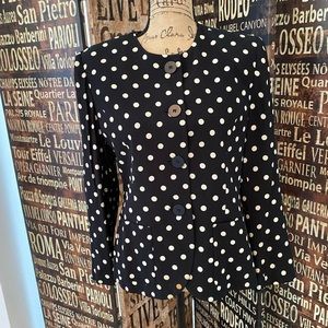 KASPER BLACK & WHITE pretty Polk o Dot Soft Jacket